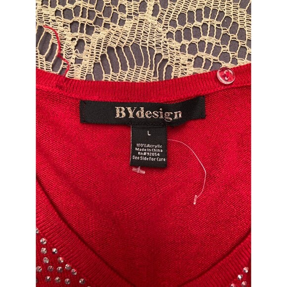 Vintage Y2K Sweater 2000s Red Sparkle Holiday Festive Cocktail Party Size Medium - Picture 4 of 7